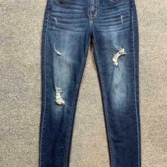 Vigoss Jeans Womens 29 Blue Jagger Skinny Distressed Raw Hem Skinny Stretch - Picture 4 of 10